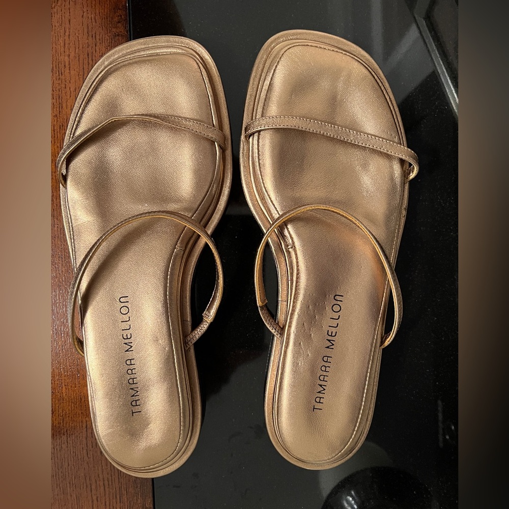 Tamara Mellon Gold Sandals Sz 7.5